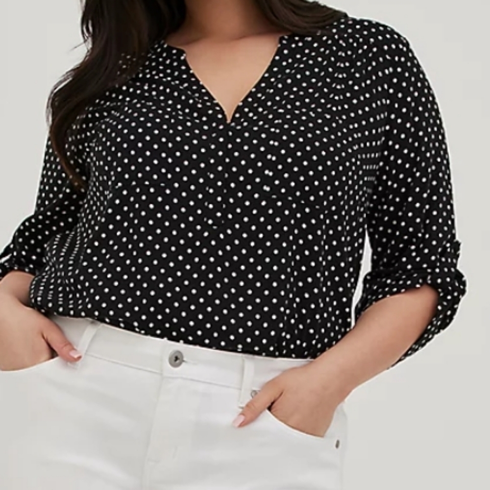 Torrid Plus Size Casual Rockabilly Office Polka Dot Harper Blouse size 5X